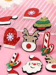 12 件装圣诞老人鹿角发夹圣诞节发饰 - 彩色 - 查看 5