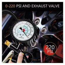 Compressed Air Tire Inflator Calibrated Pressure Gauge Manometer Car Air Pressure Gauge 15Bar 1/4 Inch Precision Pressure Tape With Flexible 35cm Long Hose - White - View 6