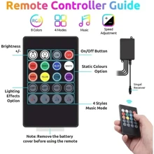 1個無線遙控rgb車內氛圍燈,帶48個led和音樂同步功能