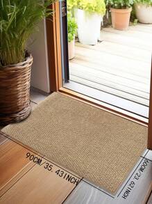 1pc Simplified Solid-Color Premium Jute-Like Fabric Door Mat, Water Absorbent Durable Soft Indoor/Outdoor Rug, Easy To Clean Machine Washable Doormat For Entryway, Bedroom, Etc.