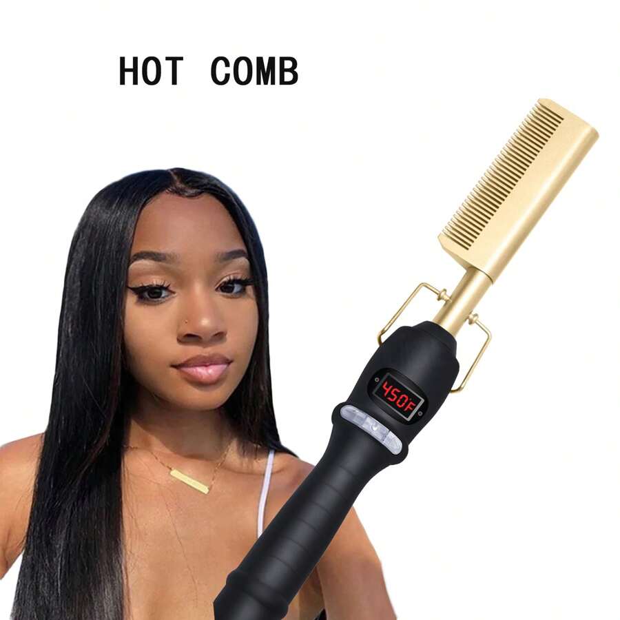 UKLISS Hot Comb, Electric Hair Straightener Heat Pressing Combs, Quick Heated Afro Comb Women, Ceramic Electric Hair Straightening Comb, Curling Iron,Hot Brushes For Hair Styling - 查看 1