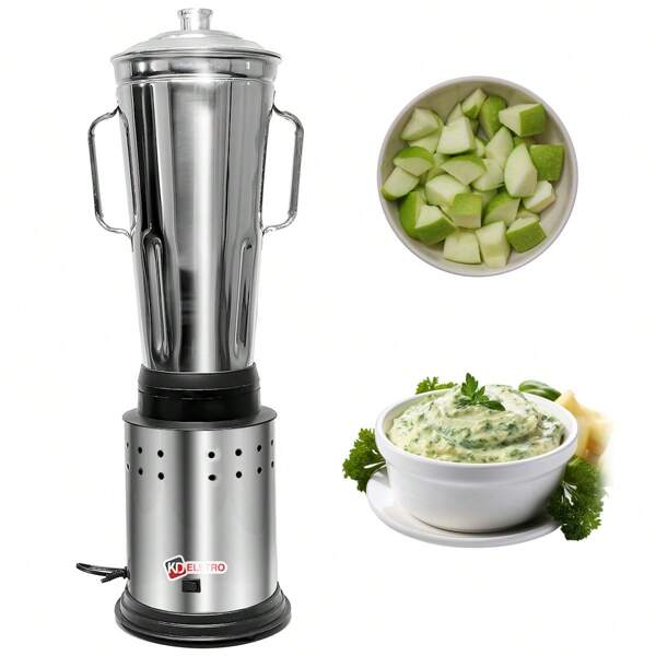 Liquidificador Industrial  Baixa Rotação 6 Litros Prata Jarra de Aço Inoxidável Bivolt Cozinhas--