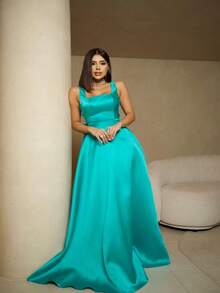 Aurora Zibeline Dress - Long Bridesmaid, Guest - Màu xanh lam - Xem 4