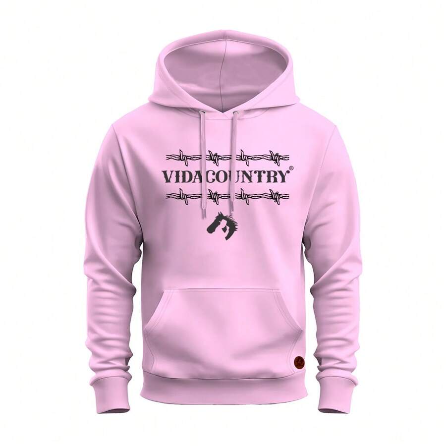 Unisex Printed Cotton Kangaroo Country Life Porteira Sweatshirt - Màu Hồng baby - Xem 1