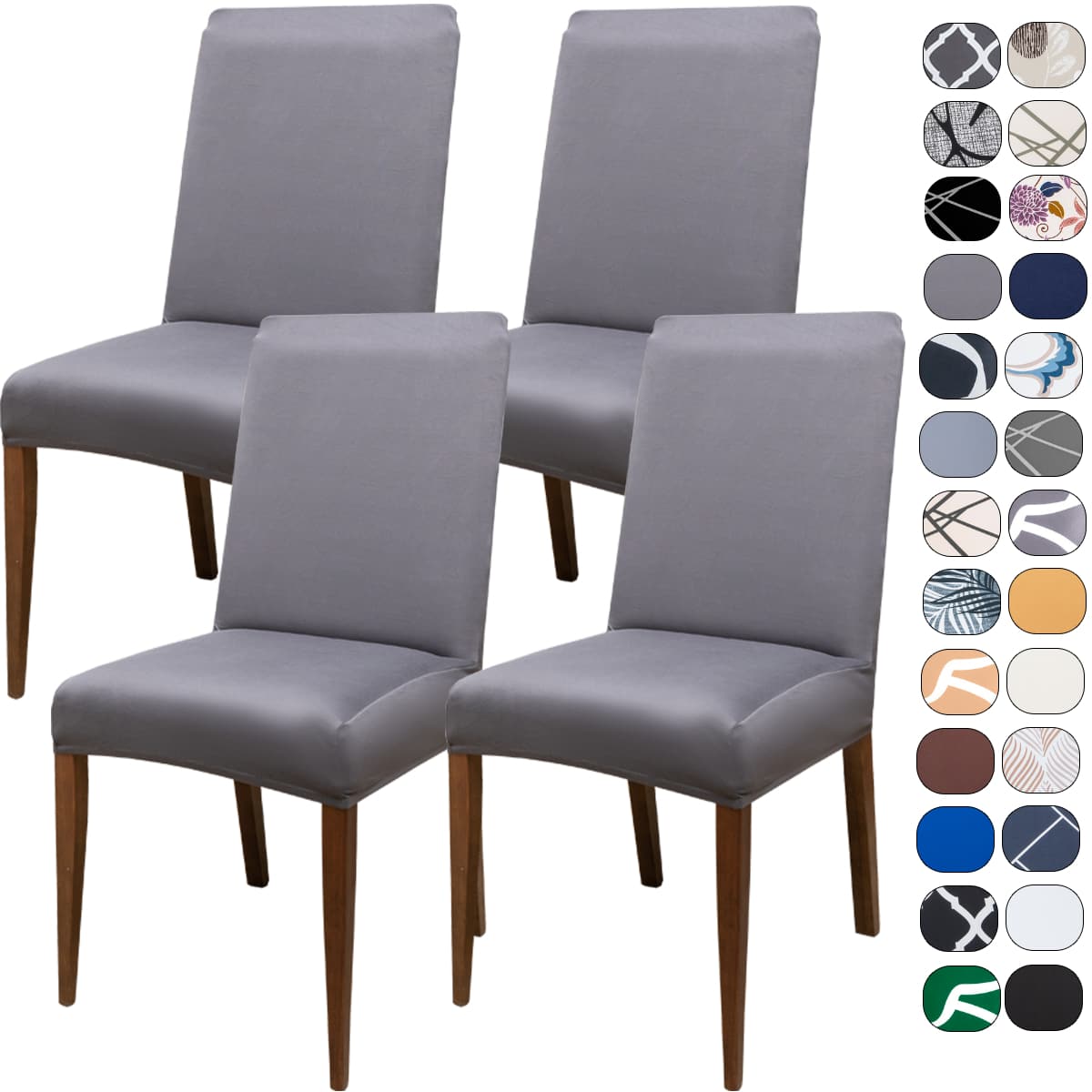 Kit 4 Imported Spandex Dining Room Chair Covers - 深灰色 - 查看 1
