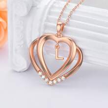 TOUPOP Dây chuyền chữ cái trái tim cho phụ nữ vàng hồng S925 bạc nguyên chất Moissanite mặt dây chuyền chữ L sinh nhật kỷ niệm đám cưới bảng chữ cái từ A đến Z quà tặng trang sức cho vợ bạn gái ngày lễ tình nhân của cô ấy - L - Xem 5