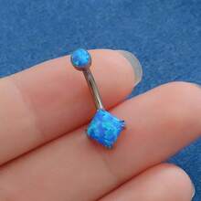 Belly Button Piercing Helix Conch Piercing Banana Titanium 1.6X10 - Màu xanh lam - Xem 5