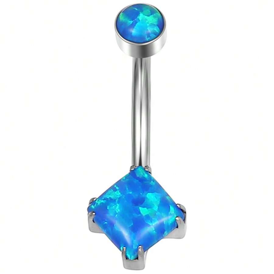 Belly Button Piercing Helix Conch Piercing Banana Titanium 1.6X10 - Màu xanh lam - Xem 1