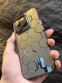 Mirror Honeycomb Gradient Pattern Fashionable Phone Case Compatible With Iphone 16 Pro Max, IPhone 11/12/13/14 Plus, IPhone XR/7/8 Plus/15 Pro Max Waterproof Shockproof Anti-Fall Scratch Resistant