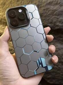Mirror Honeycomb Gradient Pattern Fashionable Phone Case Compatible With Iphone 16 Pro Max, IPhone 11/12/13/14 Plus, IPhone XR/7/8 Plus/15 Pro Max Waterproof Shockproof Anti-Fall Scratch Resistant
