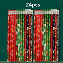 48 chiếc/24 chiếc/12 chiếc Bút chì gỗ Giáng sinh, Bút chì gỗ Giáng sinh có tẩy, Người tuyết, Ông già Noel, Cây thông Noel, Thiết kế bông tuyết, Bút chì văn phòng phẩm Giáng sinh cho văn phòng, trường học, lớp học, Giáng sinh, Giáng sinh cho trẻ em, Bút chì Giáng sinh, Giáng sinh, Đồ chơi Giáng sinh, Đồ chơi trẻ em, Giáng sinh, Đồ chơi trẻ em, Văn phòng phẩm, Bút chì Giáng sinh, Bút chì, Giáng sinh - Nhiều màu - Xem 12