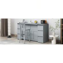 Twin Size Murphy Bed With Drawers, Cabinets And USB Ports, Gray - Gray+MDF+LVL+Twin as Pic - View 26