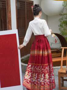 Áo dài tay thêu hạt cườm phong cách Trung Hoa thanh lịch mùa xuân cho Tết Nguyên đán, đám cưới Trung Quốc, hàng ngày, đường phố, đi làm, ở nhà và những dịp khác để mặc áo Hanfu - trắng - Xem 6