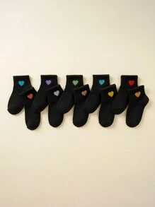 10pairs Heart Design Soft Socks For Toddlers & Kids - Multicolor - View 4