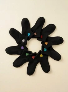 10pairs Heart Design Soft Socks For Toddlers & Kids - Multicolor - View 3