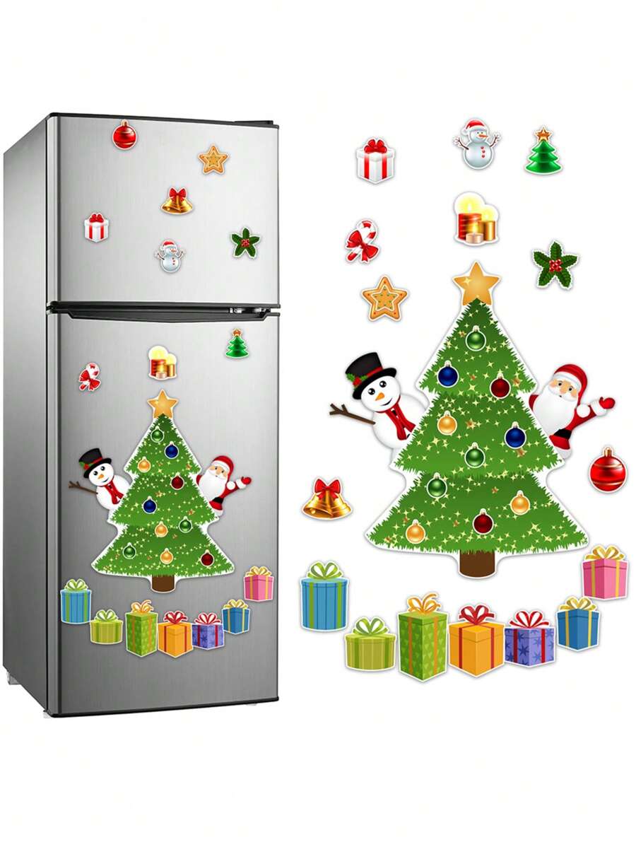 1pc Christmas Cartoon Car Refrigerator Sticker 3D Visual Decor Magnetic Waterproof Decoration  Christmas Decor  Christmas Decorations Christmas Decoration Home Decor Room Decor - Multicolor - View 1