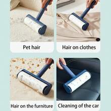 1Pc Portable Tearable Adhesive Lint Roller, Clothing Pet Hair Removal Roller For Dust And Hair Removal
