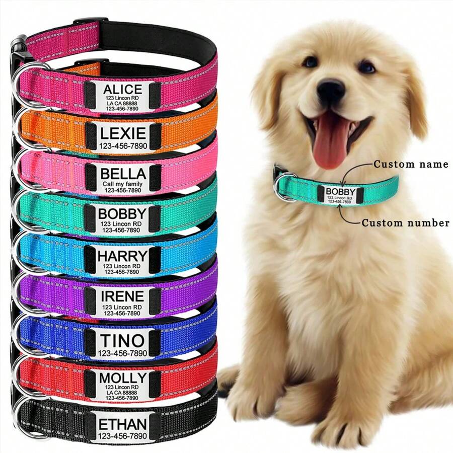 Phụ kiện vòng cổ cho chó cưng DIY bằng nylon có thể điều chỉnh, khắc tùy chỉnh, phù hợp với chó nhỏ-trung bình - Nhiều màu - Xem 1