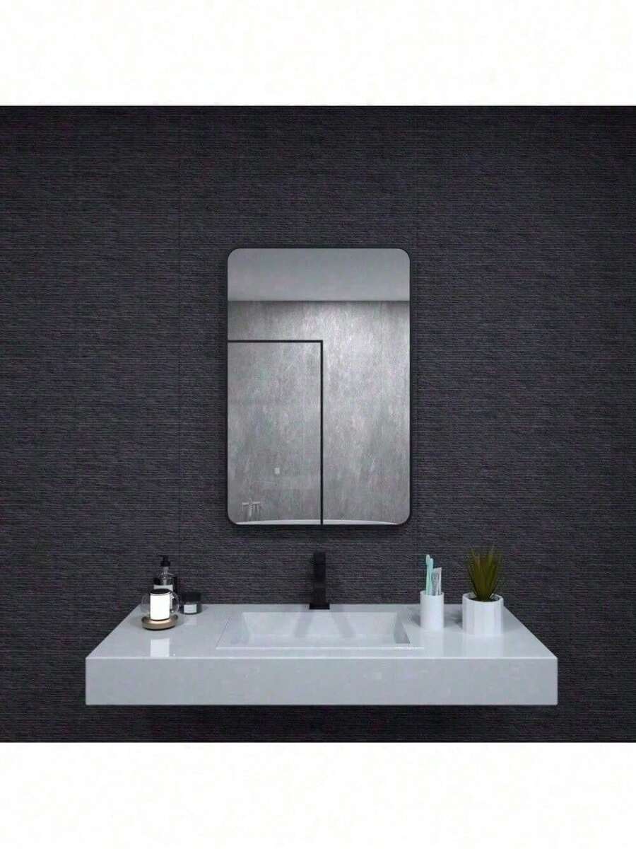 24x36 In. Aluminum Framed Rounded Rectangle Bathroom Wall Mirror, Matte