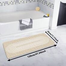 1pc Geometric Pattern Faux Wool Soft Non-Slip Absorbent Bathroom Rug, Skin-Friendly Indoor Doormat, Room Decor Carpet - Beige - View 11