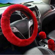 Furry Steering Wheel Cover Set Steering Covers With Winter Warmth, Stylish Design, And Furry Texture,Bag,Organizer,Storage - Multicolor - View 4