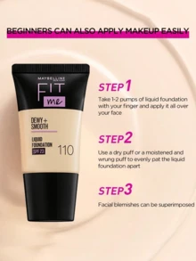 Fit Me Matte + Poreless 粉底液，18ml，适合干性/油性皮肤，控油，持久，半哑光效果 - 110#水潤版*3 - 查看 3