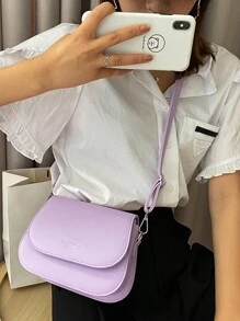 Womens Saddle Bags Letter Pattern Shoulder Bags Small Leisure Crossbody Bags Stylish Satchel - 紫色 - 查看 7