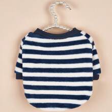 1 chiếc áo khoác trùm đầu ấm áp cho chó Poodle Teddy, áo nỉ kẻ sọc lông cừu sang trọng, mùa thu/đông - Màu xanh hải quân - Xem 9