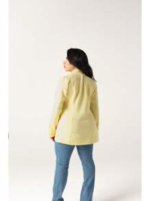 Women's Long Tailored Oversized Blazer - Màu vàng - Xem 5