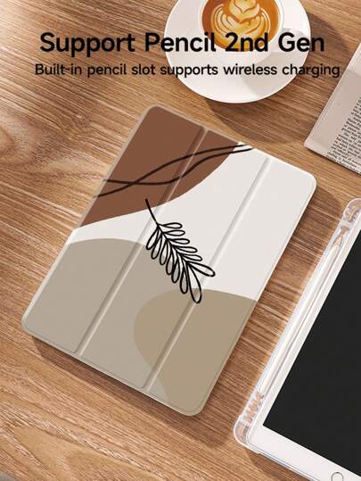 1 件大理石极简主义叶子图案平板电脑保护壳，兼容 iPad 10.2 英寸、iPad Pro 11 2021/2020/10th Gen/Mini4/6、Samsung Galaxy Tab A8 10.5 英寸 2022、Matepad 10.4/Tab，带笔架，防摔，自动睡眠/唤醒