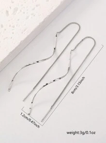 Nooxian 1 cặp khuyên tai xỏ tua rua hình chữ S tối giản tông màu bạc dành cho nữ - Bạc - Xem 6