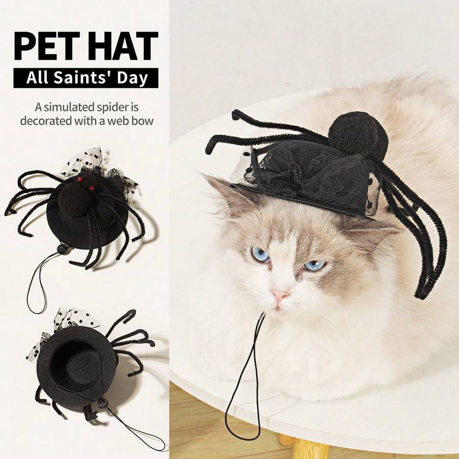 1 件创意蜘蛛装饰万圣节宠物服装，适合猫和狗 - 彩色 - 查看 1