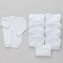 4 Piece Pagan Baby Kit Antiallergic Ribbed Long 100% Cotton 2 Bodysuits 2 Pants Assorted Colors - trắng - Xem 4