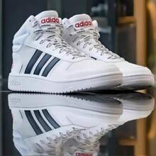 Adidas Giày thể thao cổ cao thời trang thường ngày buộc dây màu tương phản HOOPS 2.0 - trắng - Xem 6