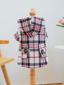 1 件宠物衣服红色格子风衣外套，秋冬季狗狗猫咪保暖服装 - 彩色 - 查看 4