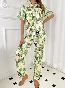 Simulated Silk, Animal And Plant Leisure And Comfortable Home Suit Set For Women's Sleepwear - 混合色 - 查看 5