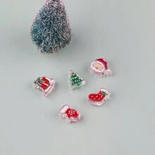 5 cái/gói hạt Acrylic hỗn hợp ngẫu nhiên theo chủ đề Giáng sinh DIY làm đồ trang sức dây đeo điện thoại - Nhiều màu - Xem 2