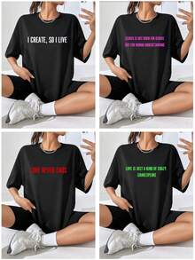 Personalized Text Custom Women Loose T-Shirt, Customize Your Text/Message/Birthday Wishes, Casual Loose Fit Round Neck Short Sleeve T-Shirt Top For Women, Black Color, Birthday/Mother's Day/Party Anniversary Custom, Holiday Gift, Summer Women's Apparel, Best Friend Gift, Customize Your Own Text With Desired Font And Color, Summer Women T-Shirt,Ornamental,Dawg,Unique,Custom,Ideal Gifts For Her,Family,Friends,Pink Girls,For Holiday,For Vacation,For Anniversaries,Customized Women Tops,Pre-Fall,Christmas Party Guideline