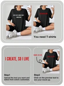 Personalized Text Custom Women Loose T-Shirt, Customize Your Text/Message/Birthday Wishes, Casual Loose Fit Round Neck Short Sleeve T-Shirt Top For Women, Black Color, Birthday/Mother's Day/Party Anniversary Custom, Holiday Gift, Summer Women's Apparel, Best Friend Gift, Customize Your Own Text With Desired Font And Color, Summer Women T-Shirt,Ornamental,Dawg,Unique,Custom,Ideal Gifts For Her,Family,Friends,Pink Girls,For Holiday,For Vacation,For Anniversaries,Customized Women Tops,Pre-Fall,Christmas Party Guideline