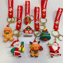 1 pieza Adorno de llavero navideño con Papá Noel, muñeco de nieve, renos, decoración de llavero, regalo pequeño para máquina expendedora - Multicolor - Ver 9