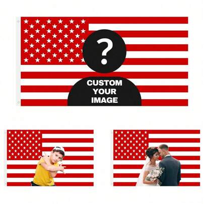 1 pièce Drapeau décoratif en polyester personnalisé avec drapeau américain rouge, pour le jardin, les clubs, les concerts, les bars, les dortoirs, les salons, les chambres à coucher - , sans électricité nécessaire