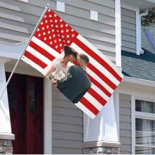 1 pezzo Bandiera decorativa personalizzata in poliestere a motivo della bandiera americana rossa per giardino, club, concerti, bar, dormitori, soggiorni, camere da letto - resistente, senza bisogno di elettricità