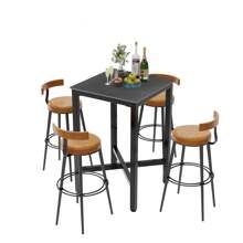 Bar Table White/Black Bistro Table Marble, Square Bar Table Kitchen Narrow Stable Kitchen Table With Metal Frame For Kitchens 70x70cm - Black - View 11