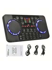 V300 Pro 声卡 蓝牙兼容音频接口混音器 DJ 数字效果降噪控制台 USB 录音唱歌 - 黑色 - 查看 8
