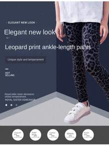 Leggings de estampado de leopardo para niña, suaves y versátiles, aptos para todas las estaciones, pantalones de