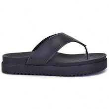 Women's Flat Sandal With Wide Straps Immediate Shipping - 黑色 - 查看 3