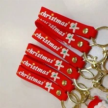 1 pieza Adorno de llavero navideño con Papá Noel, muñeco de nieve, renos, decoración de llavero, regalo pequeño para máquina expendedora - Multicolor - Ver 5