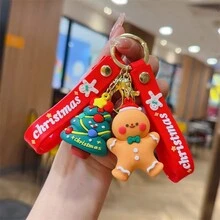 1 pieza Adorno de llavero navideño con Papá Noel, muñeco de nieve, renos, decoración de llavero, regalo pequeño para máquina expendedora - Multicolor - Ver 3