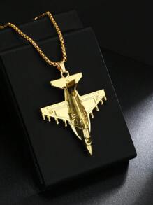 1pc Retro Airplane Pendant Necklace, Popular European And American Style Unisex Stainless Steel Military Fighter Jet Necklace, Hiphop Jewelry For Daily Wear, Family Holiday Birthday Gift - New Necklace - View 11