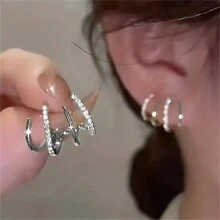 2 pezzi Orecchini a perno in argento sterling 925 con zirconia cubica a 4 griffes, per uso quotidiano da donna